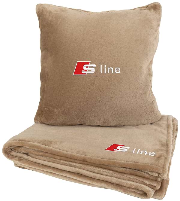 Фото - Набір плед + подушка в авто EVAtech із махри M для Audi S-Line бежеві MBLMPSMIV004