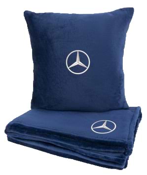 Фото - Набір плед + подушка в авто EVAtech M для Mercedes-Benz сині MBLMPSMLV016