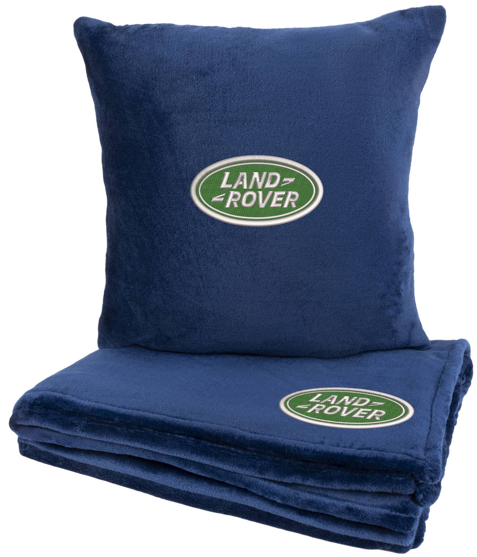 Набор плед + подушка в авто EVAtech из махры M для Land Rover синие MBLMPSMLV038