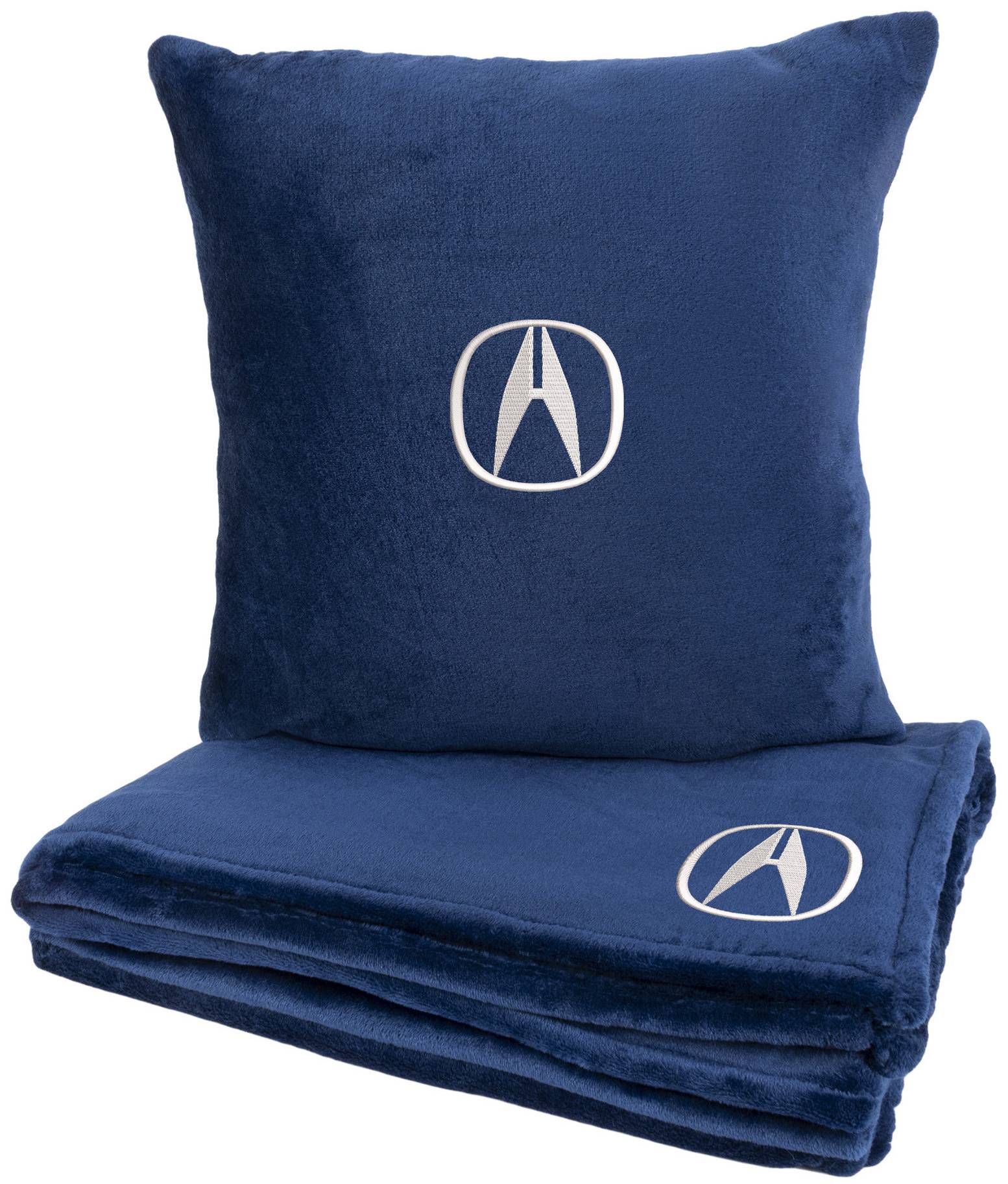 Набор плед + подушка в авто EVAtech из махры M для Acura синие MBLMPSMLV045