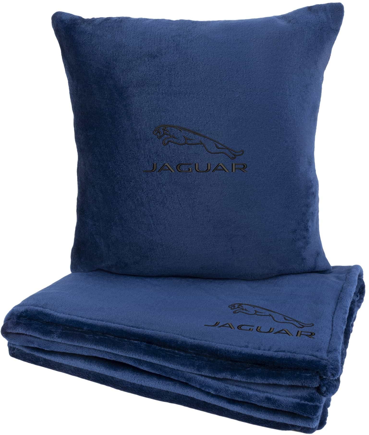 Набір плед + подушка в авто EVAtech із махри M для Jaguar сині MBLMPSMLV050