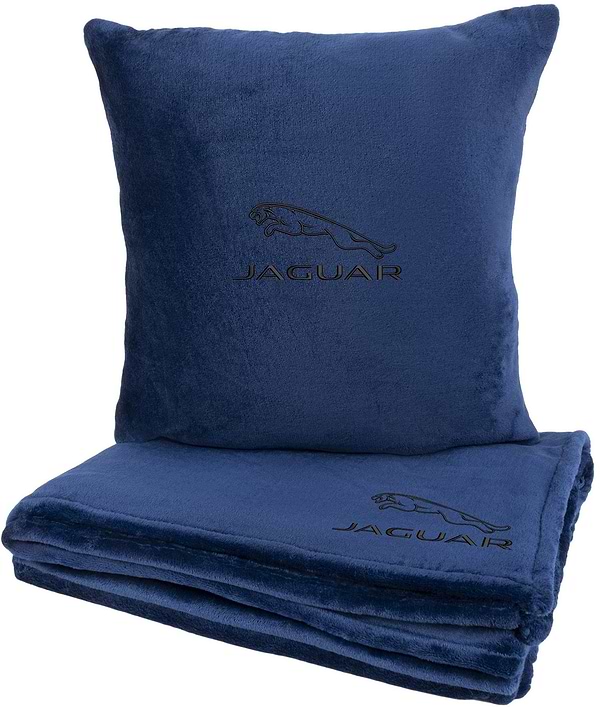 Фото - Набор плед + подушка в авто EVAtech из махры M для Jaguar синие MBLMPSMLV050