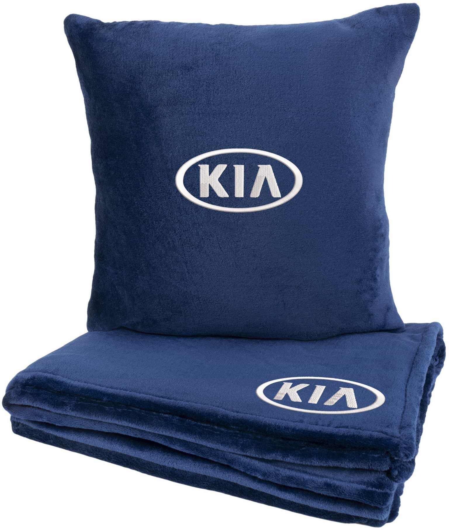 Набір плед + подушка в авто EVAtech із махри M для Kia сині MBLMPSMLV051