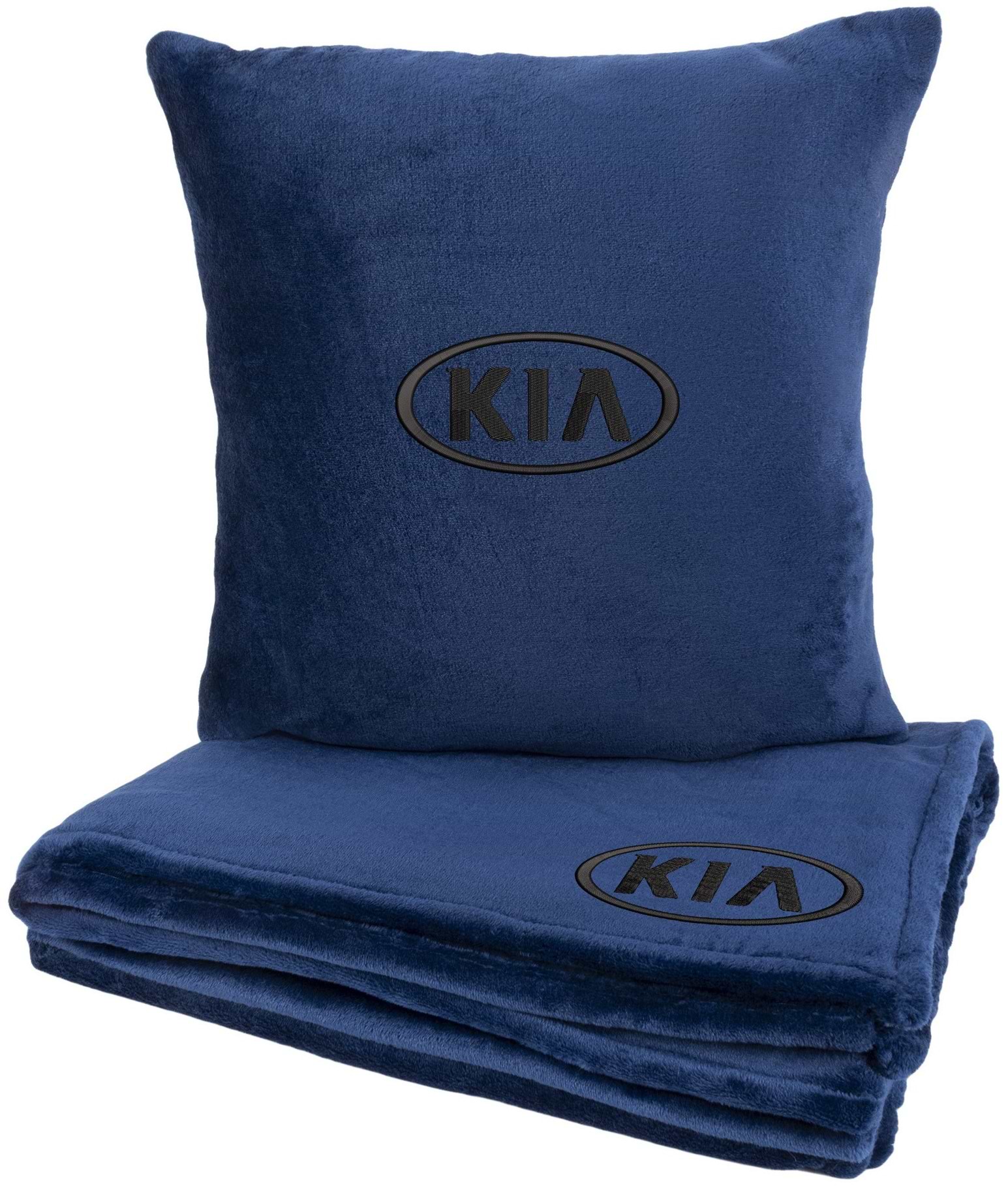 Набор плед + подушка в авто EVAtech из махры M для Kia синие MBLMPSMLV052