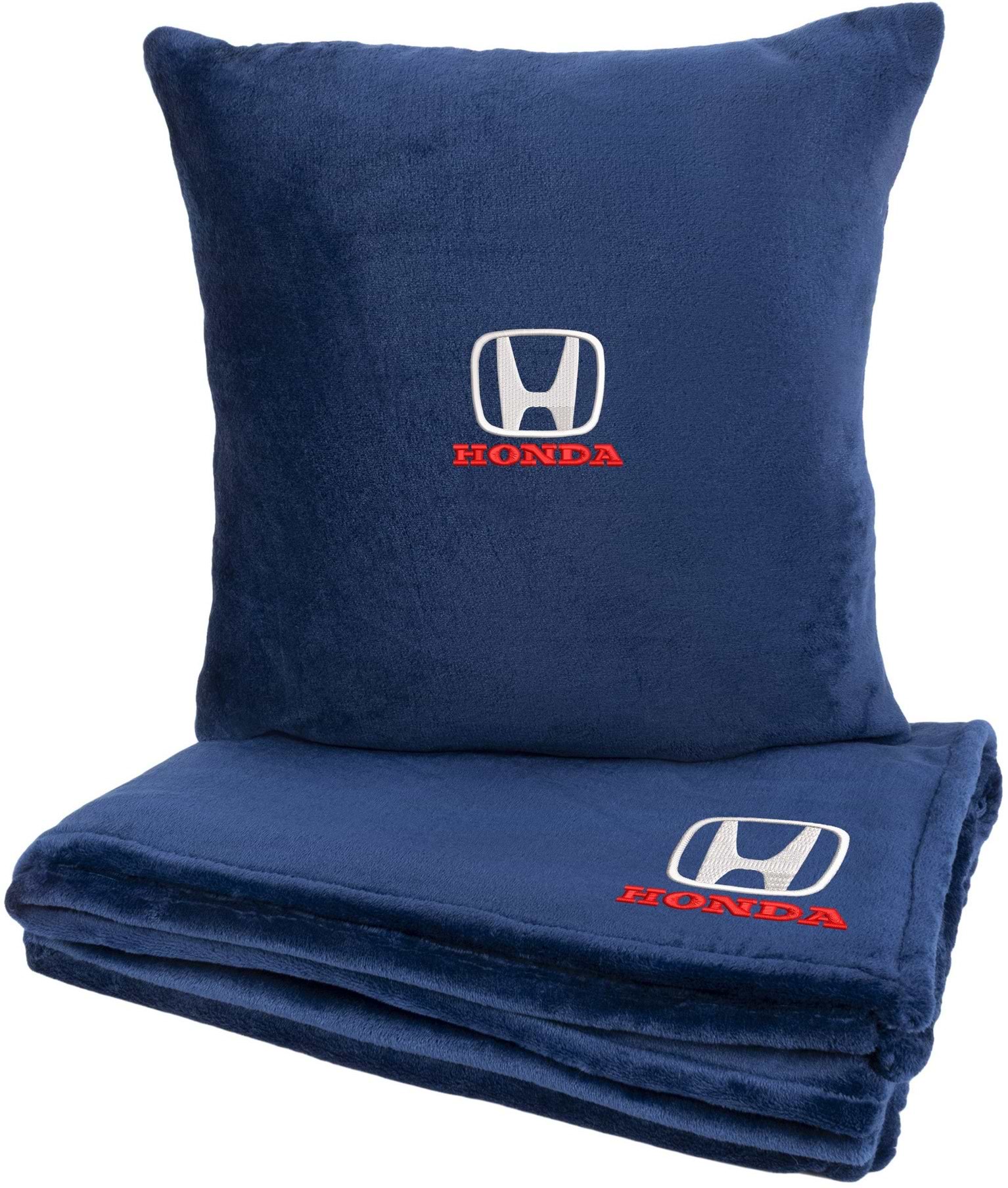 Набор плед + подушка в авто EVAtech из махры M для Honda синие MBLMPSMLV060