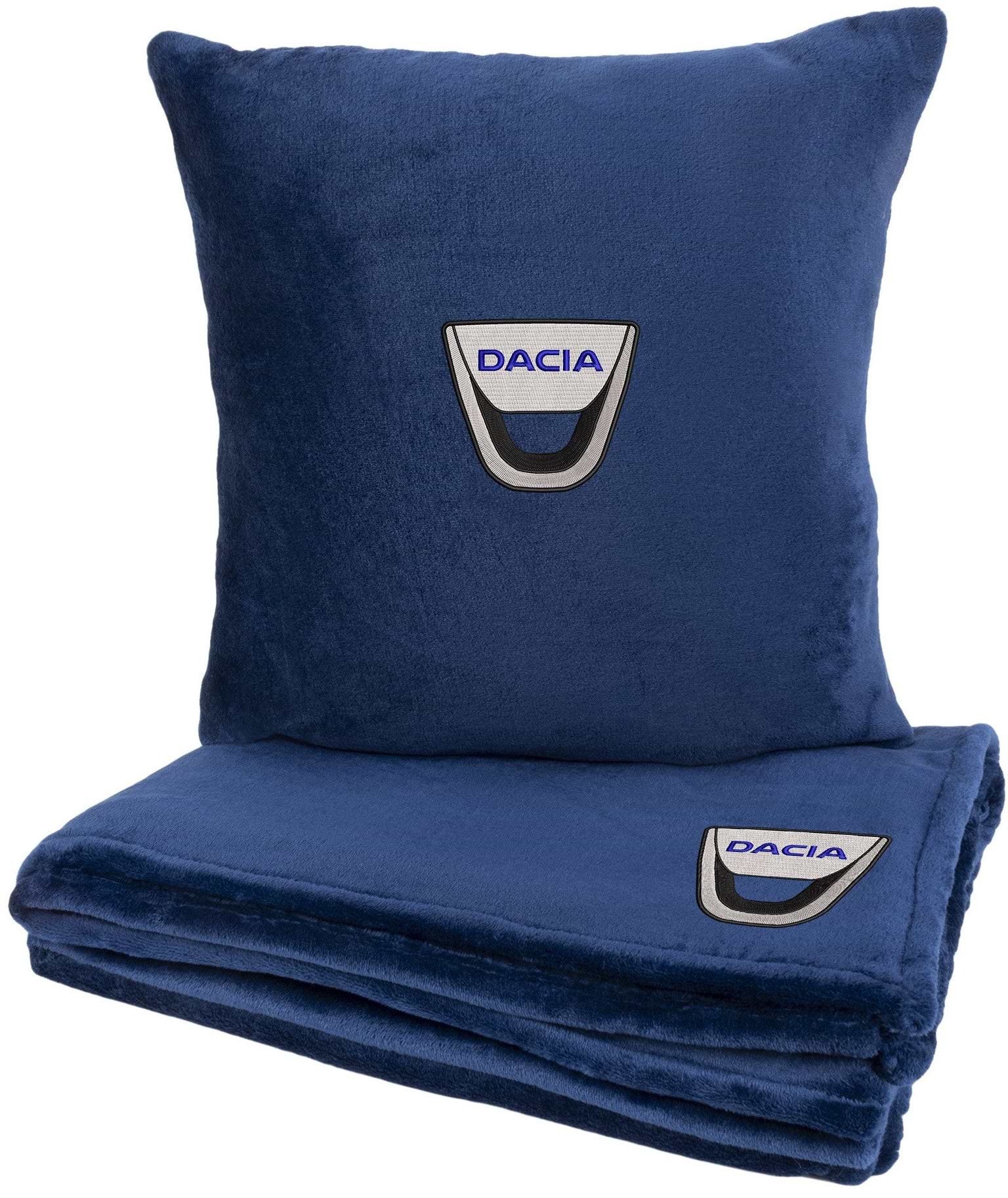Набор плед + подушка в авто EVAtech из махры M для Dacia синие MBLMPSMLV073