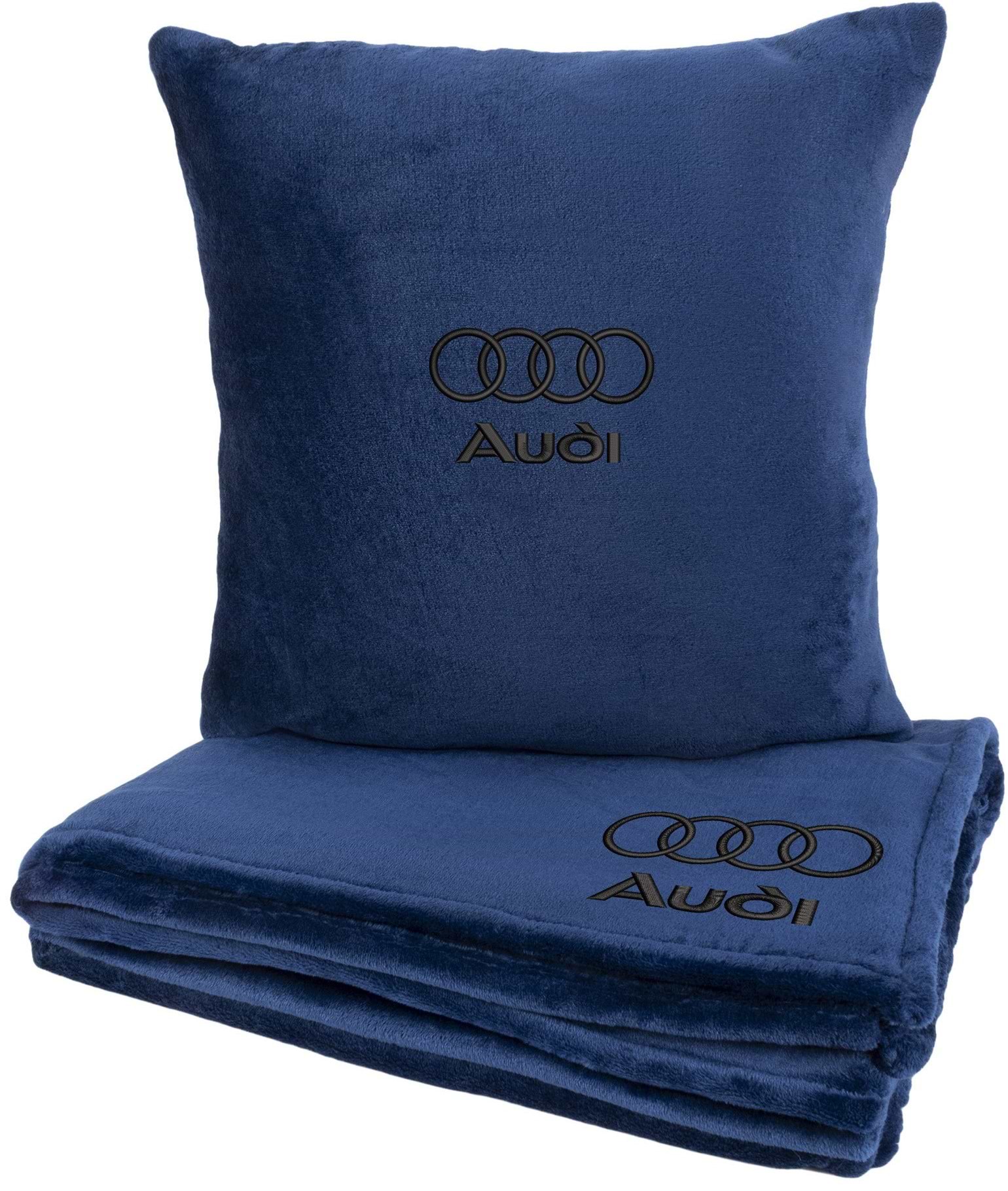 Набір плед + подушка в авто EVAtech із махри M для Audi сині MBLMPSMLV096