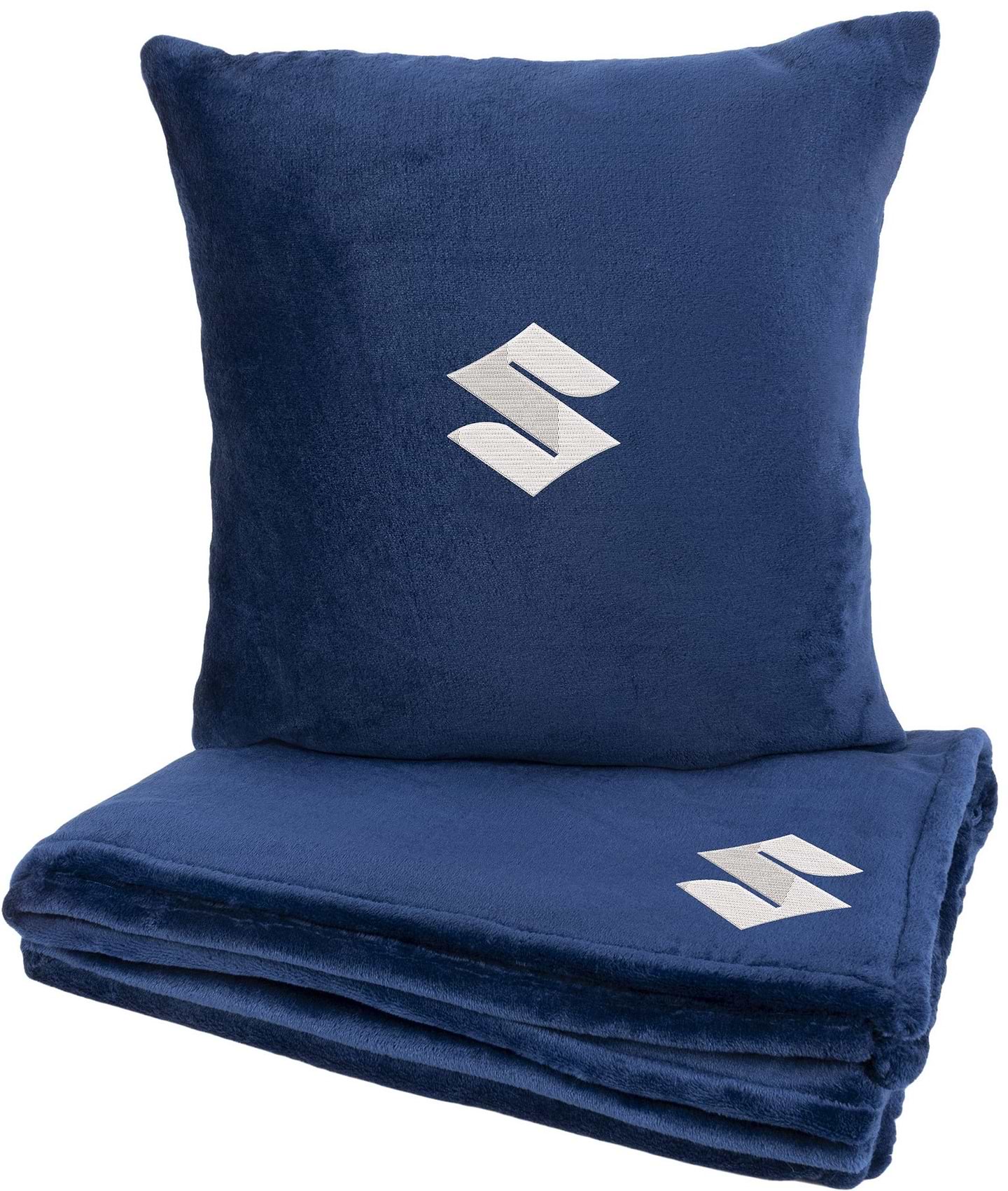 Набор плед + подушка в авто EVAtech из махры M для Suzuki синие MBLMPSMLV111