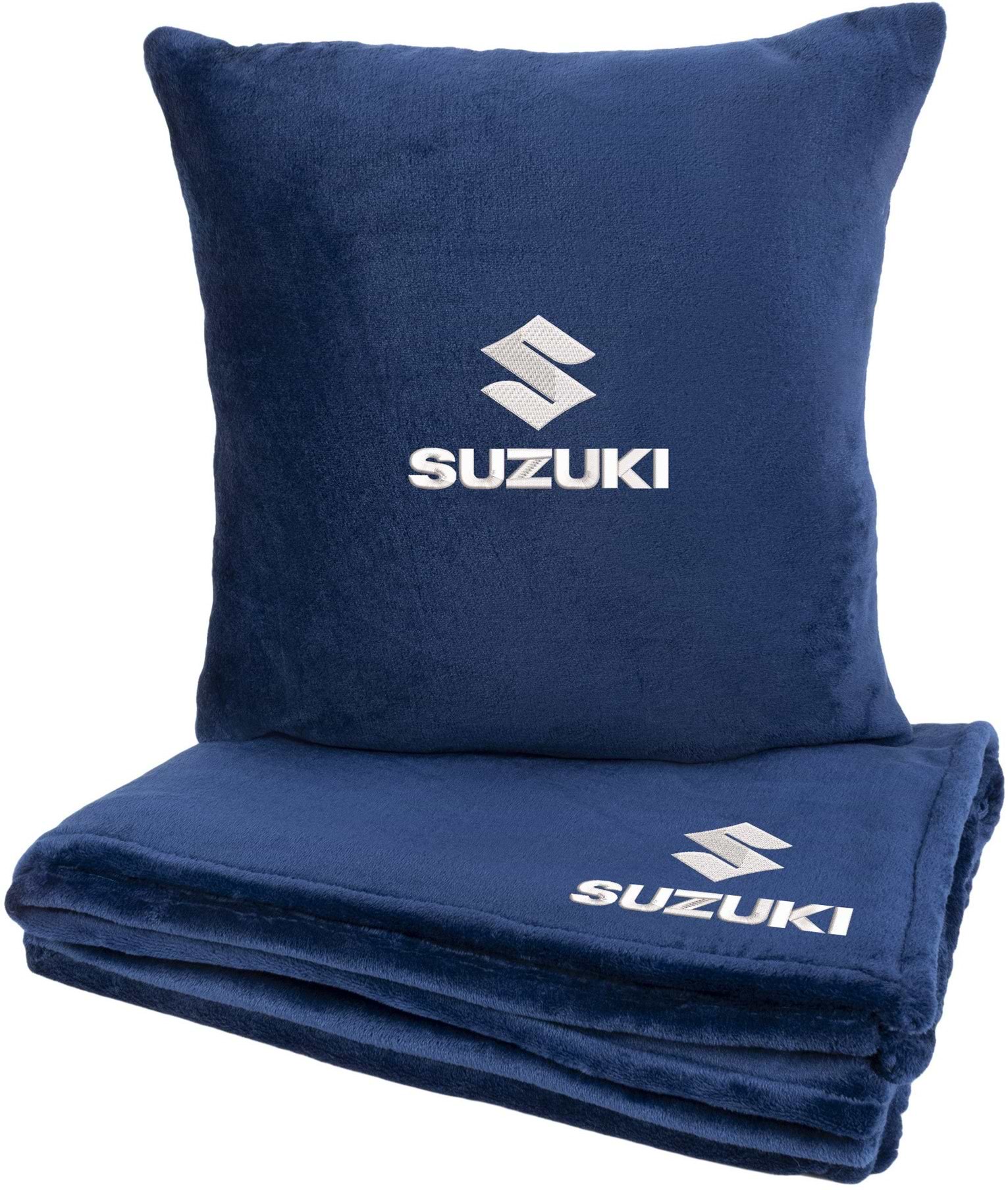Набір плед + подушка в авто EVAtech із махри M для Suzuki сині MBLMPSMLV112