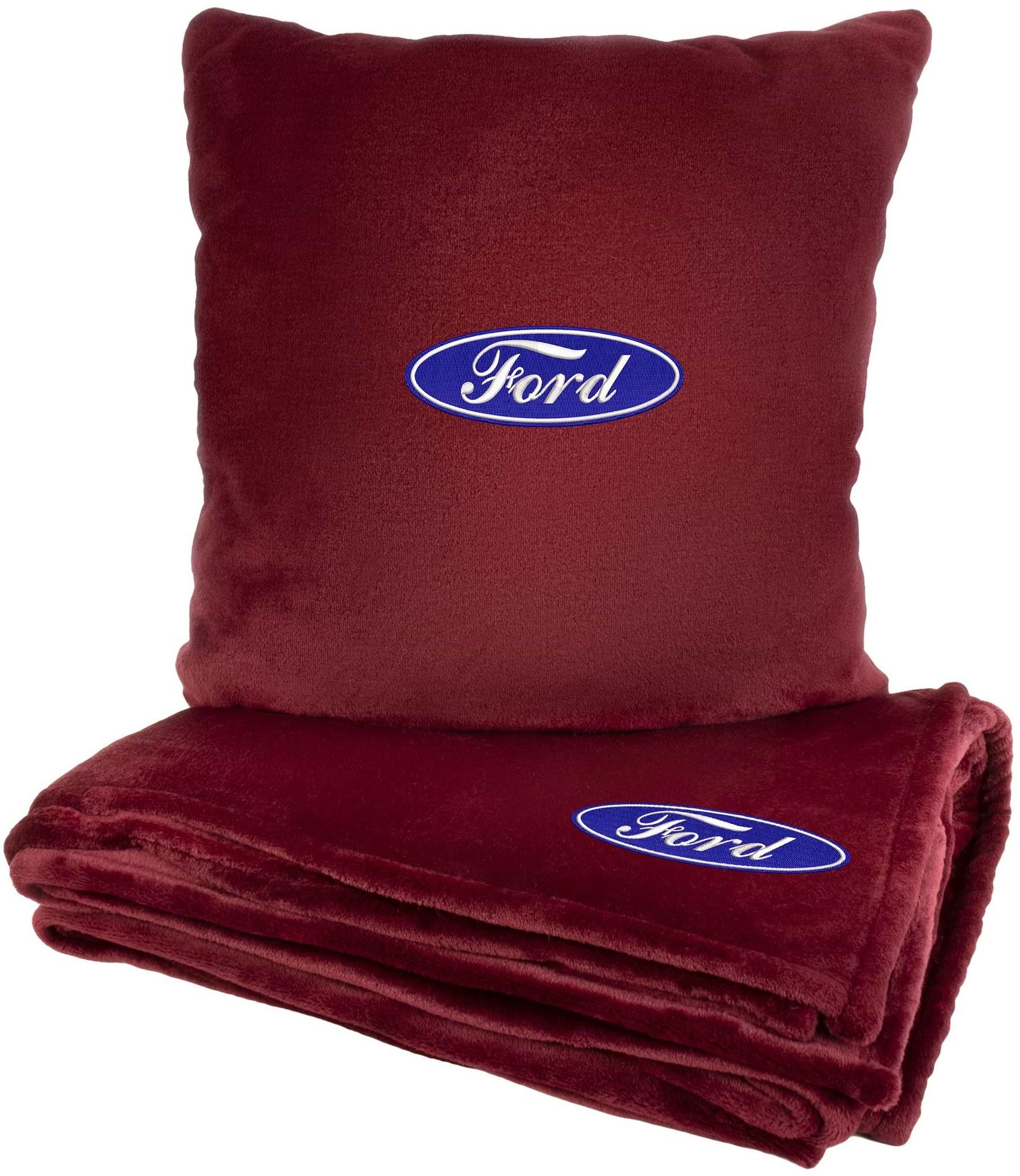 Набор плед + подушка в авто EVAtech из махры M для Ford красные MBLMPSMRV010