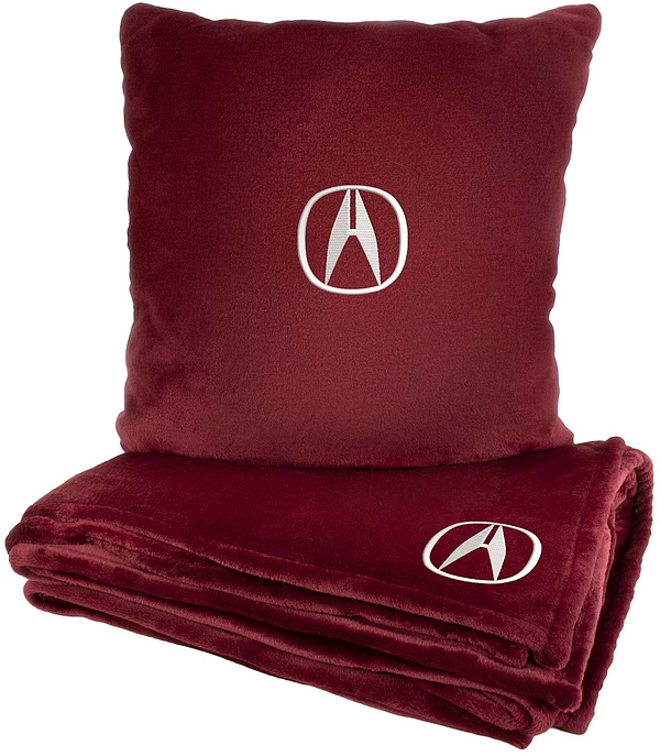 Фото - Набір плед + подушка в авто EVAtech із махри M для Acura червоні MBLMPSMRV045