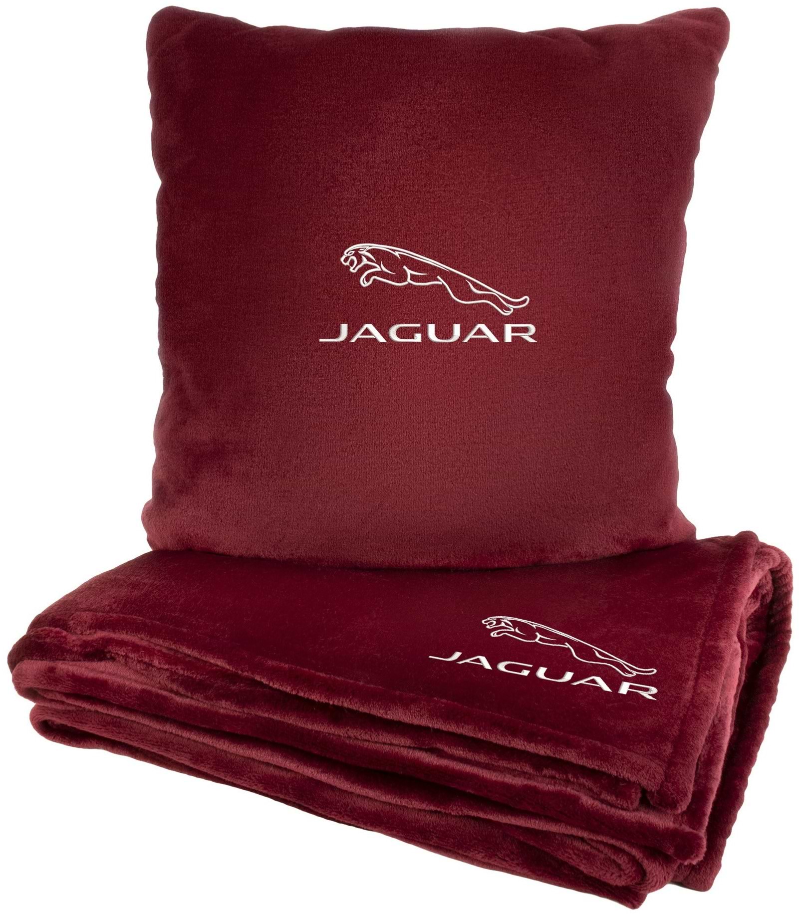 Набор плед + подушка в авто EVAtech из махры M для Jaguar красные MBLMPSMRV049