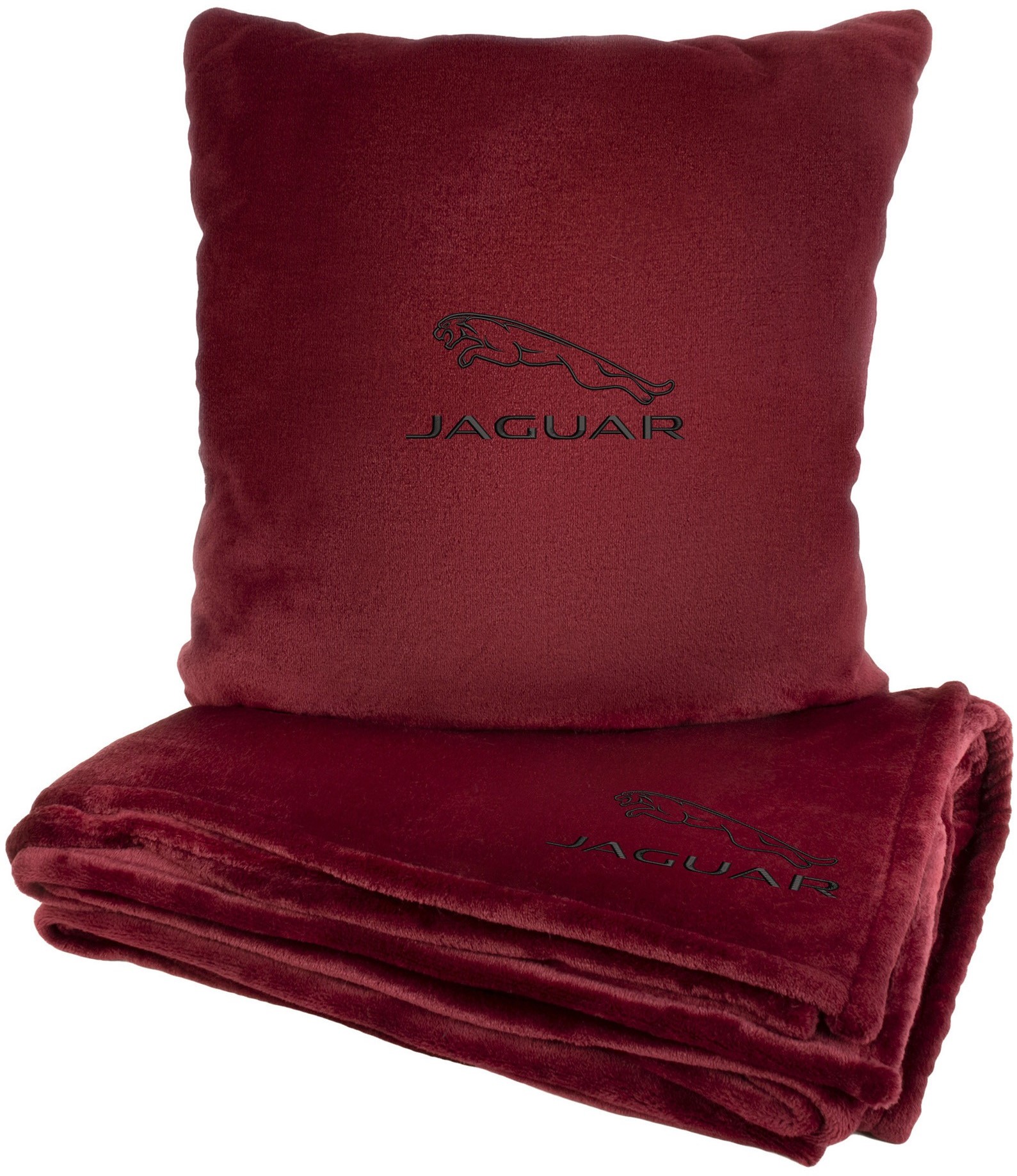 Набор плед + подушка в авто EVAtech из махры M для Jaguar красные MBLMPSMRV050