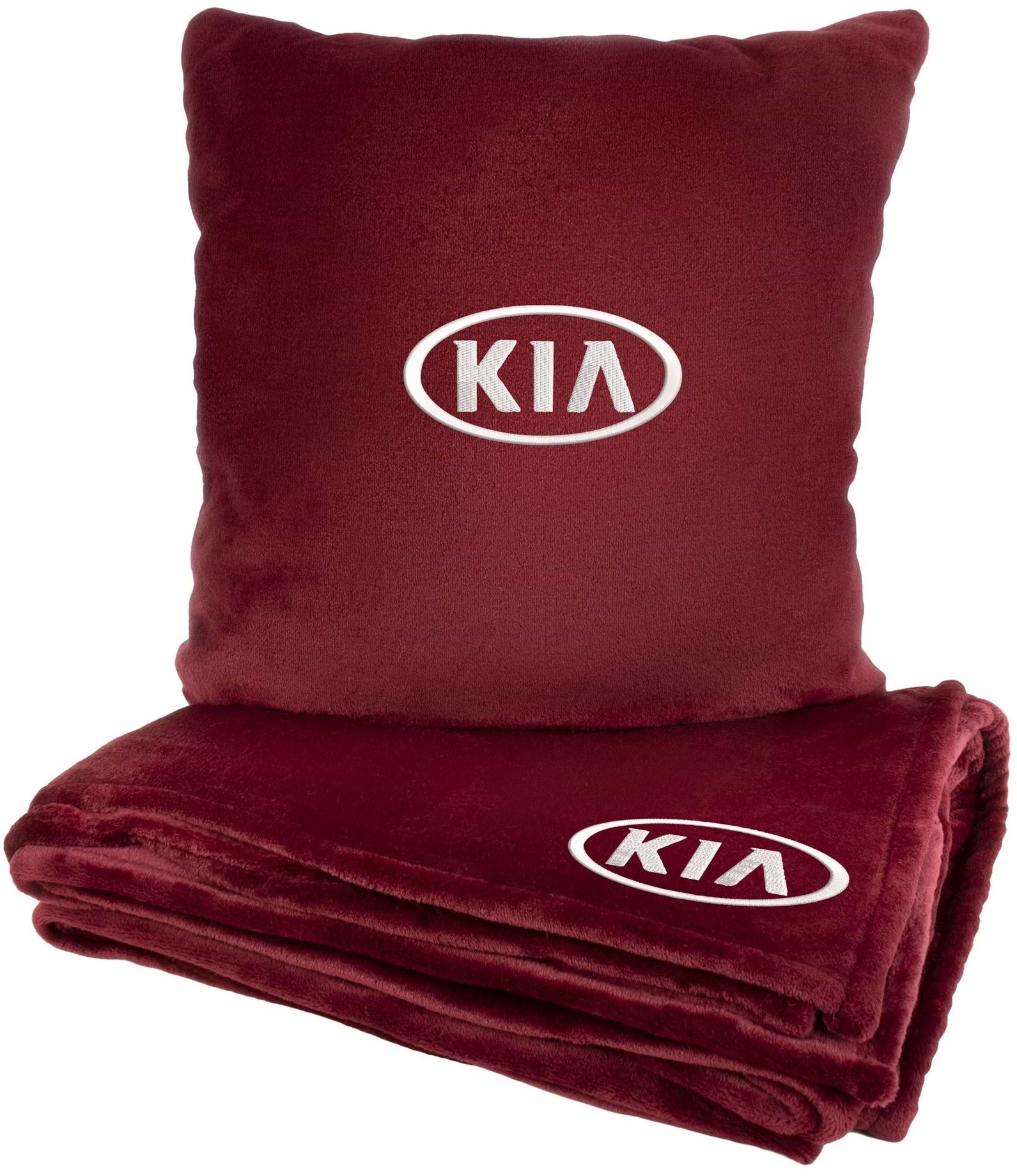 Набор плед + подушка в авто EVAtech из махры M для Kia красные MBLMPSMRV051