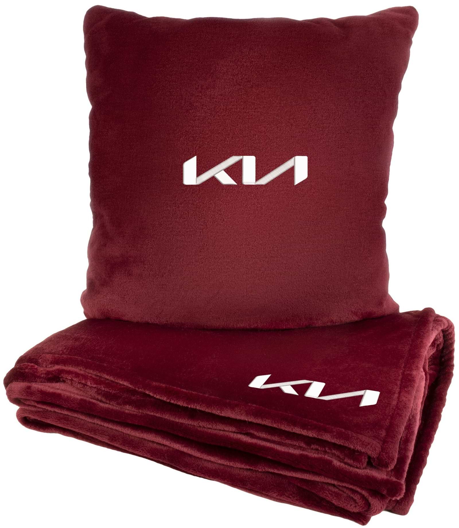 Набор плед + подушка в авто EVAtech из махры M для Kia красные MBLMPSMRV054