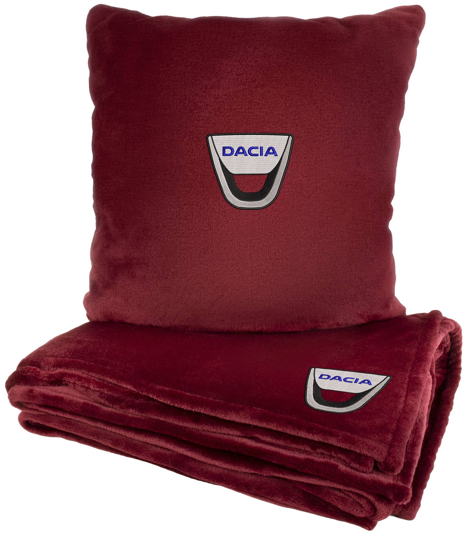 Набор плед + подушка в авто EVAtech M для Dacia красные MBLMPSMRV073