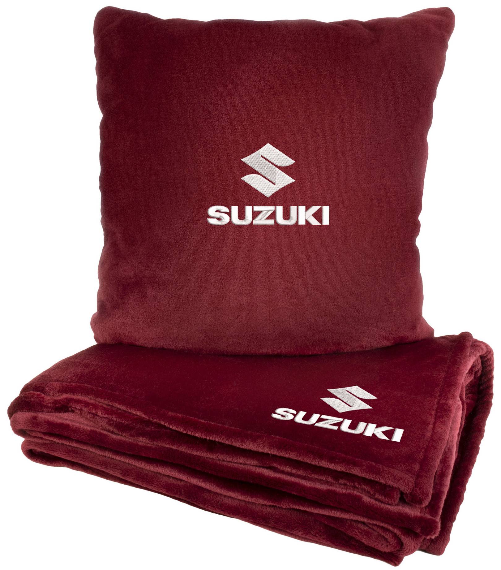 Набор плед + подушка в авто EVAtech M для Suzuki красные MBLMPSMRV112