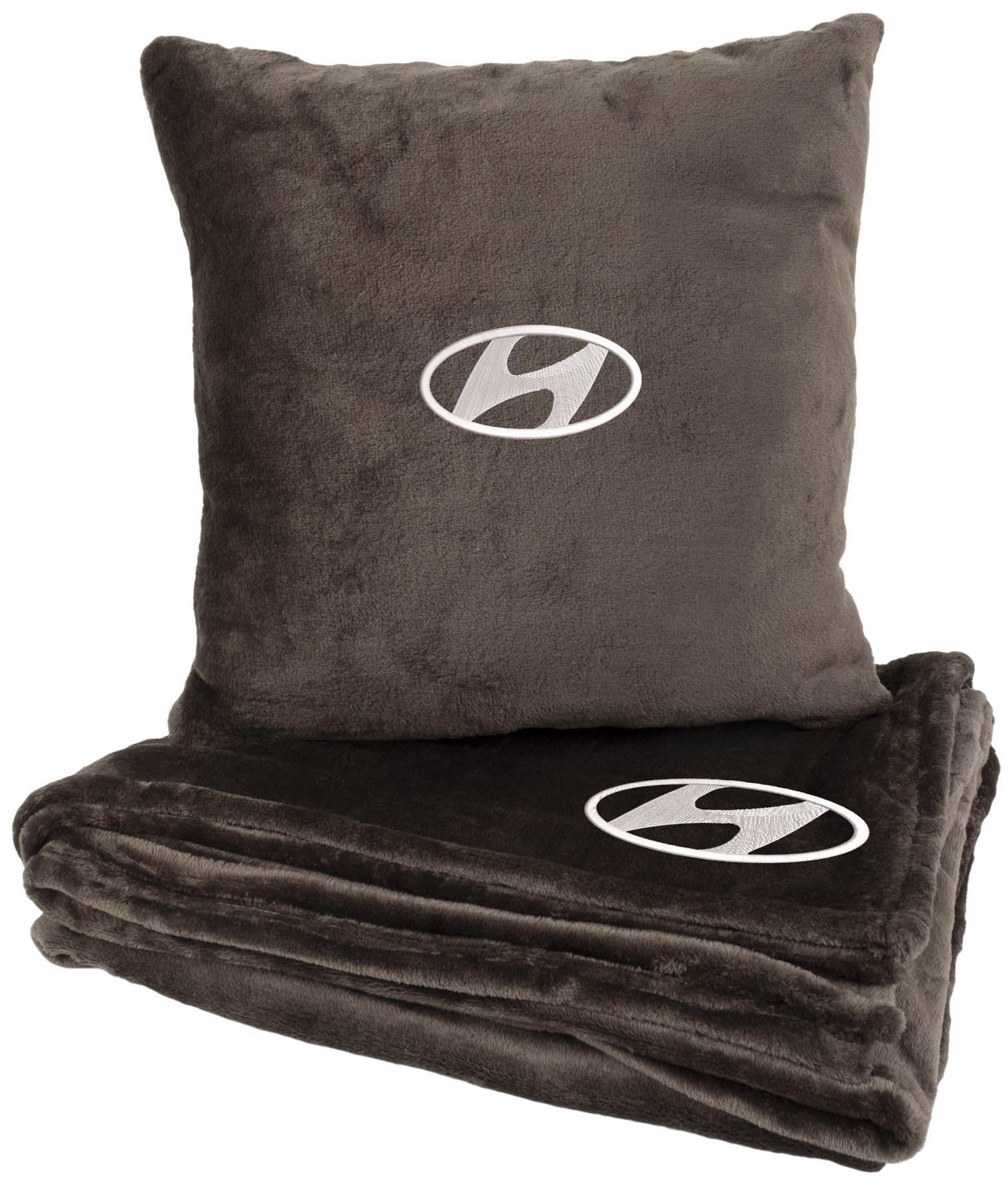 Набір плед + подушка в авто EVAtech M для Hyundai коричневі MBLMPSMZV012