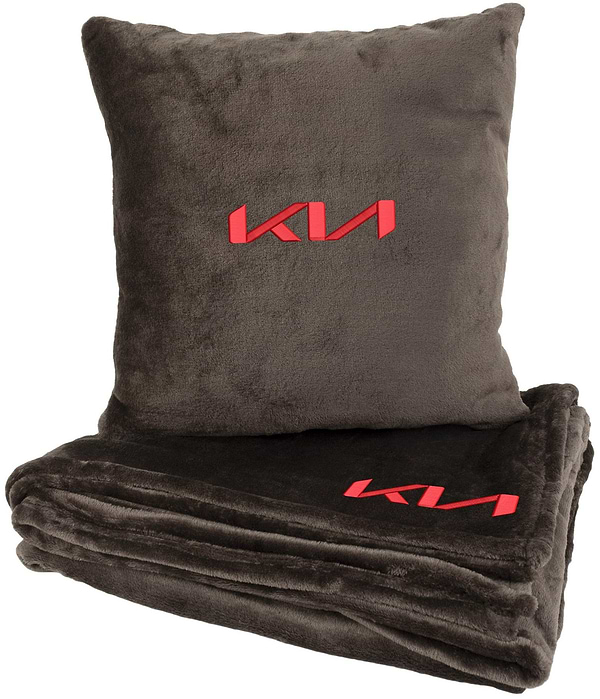 Фото - Набор плед + подушка в авто EVAtech из махры M для Kia коричневые MBLMPSMZV056