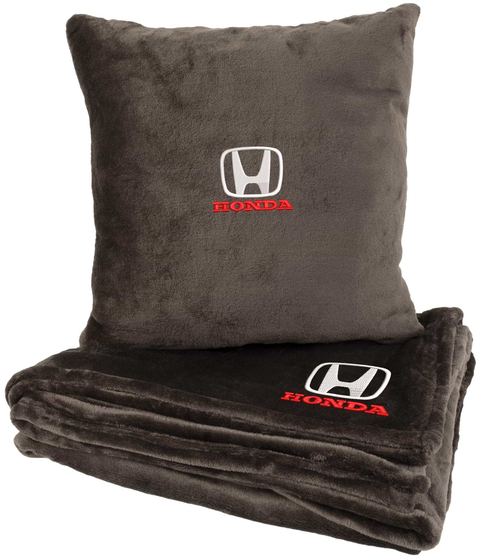 Набор плед + подушка в авто EVAtech из махры M для Honda коричневые MBLMPSMZV060