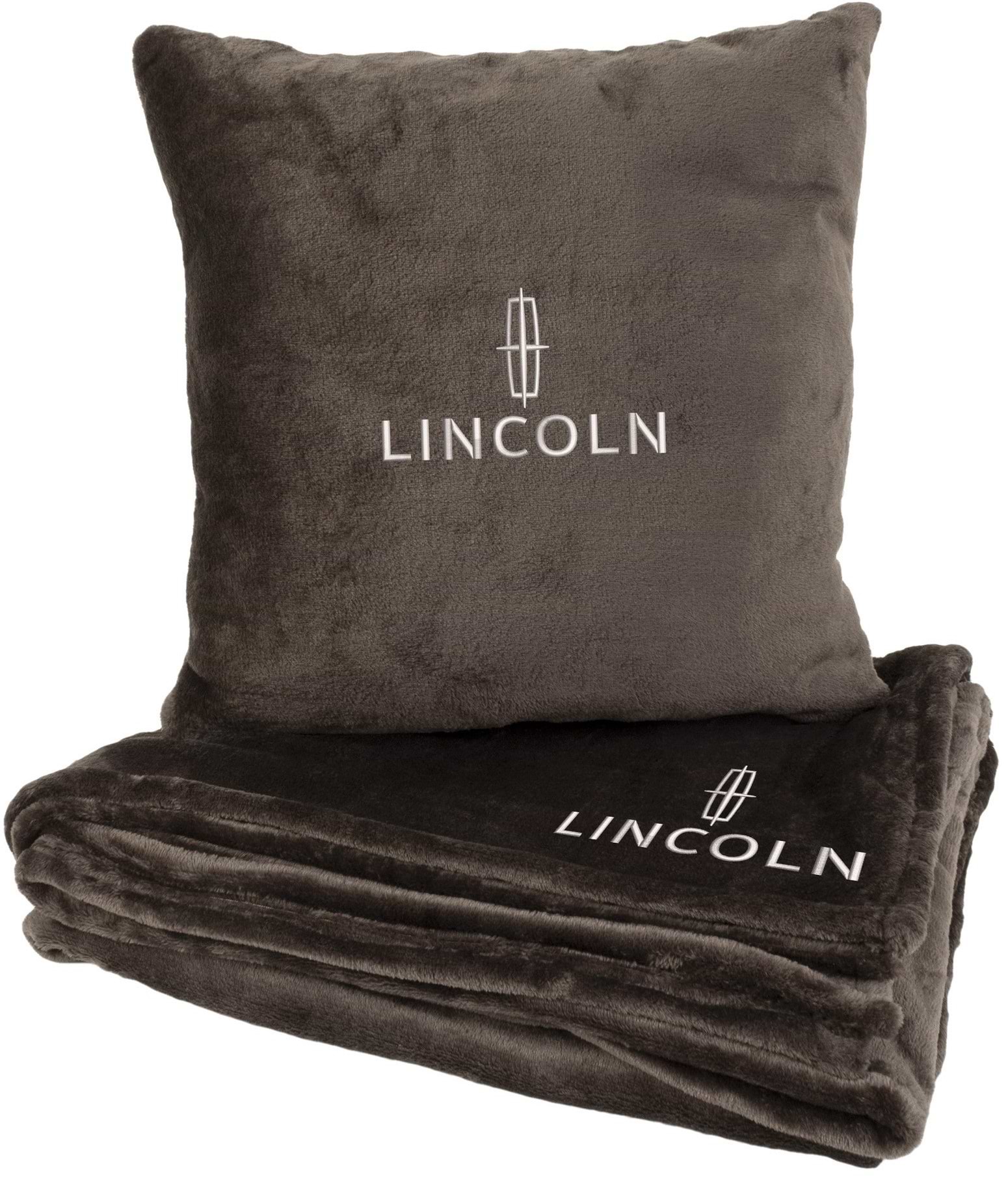 Набор плед + подушка в авто EVAtech из махры M для Lincoln коричневые MBLMPSMZV069