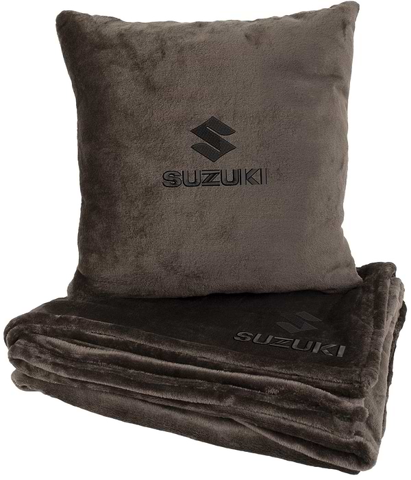 Фото - Набор плед + подушка в авто EVAtech из махры M для Suzuki коричневые MBLMPSMZV113