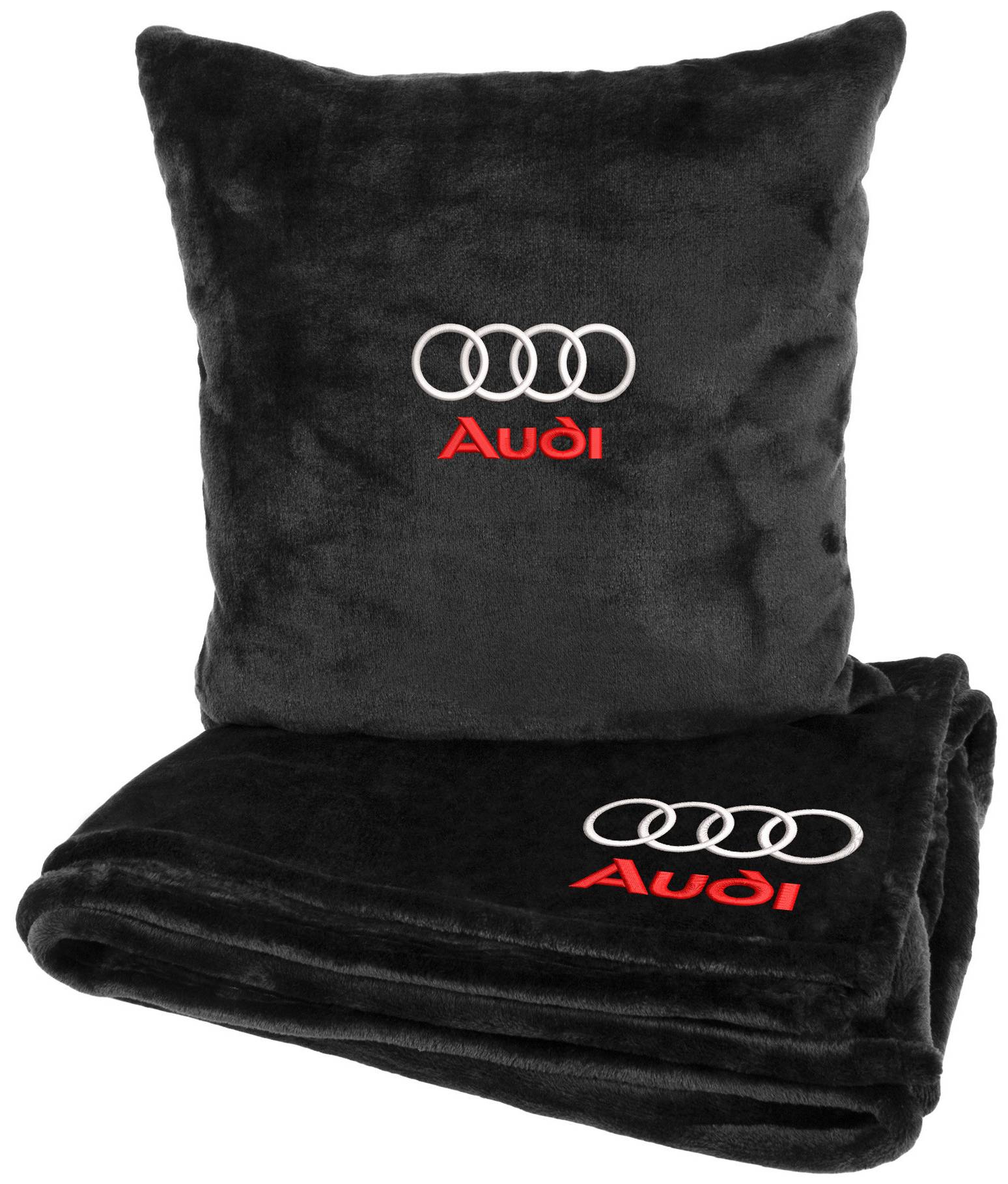 Набір плед + подушка в авто EVAtech S для Audi чорні MBLMPSSBV003