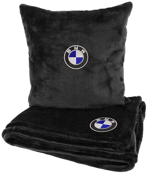 Фото - Набір плед + подушка в авто EVAtech S для BMW чорні MBLMPSSBV005 Фото - Набір плед + подушка в авто EVAtech S для BMW чорні MBLMPSSBV005