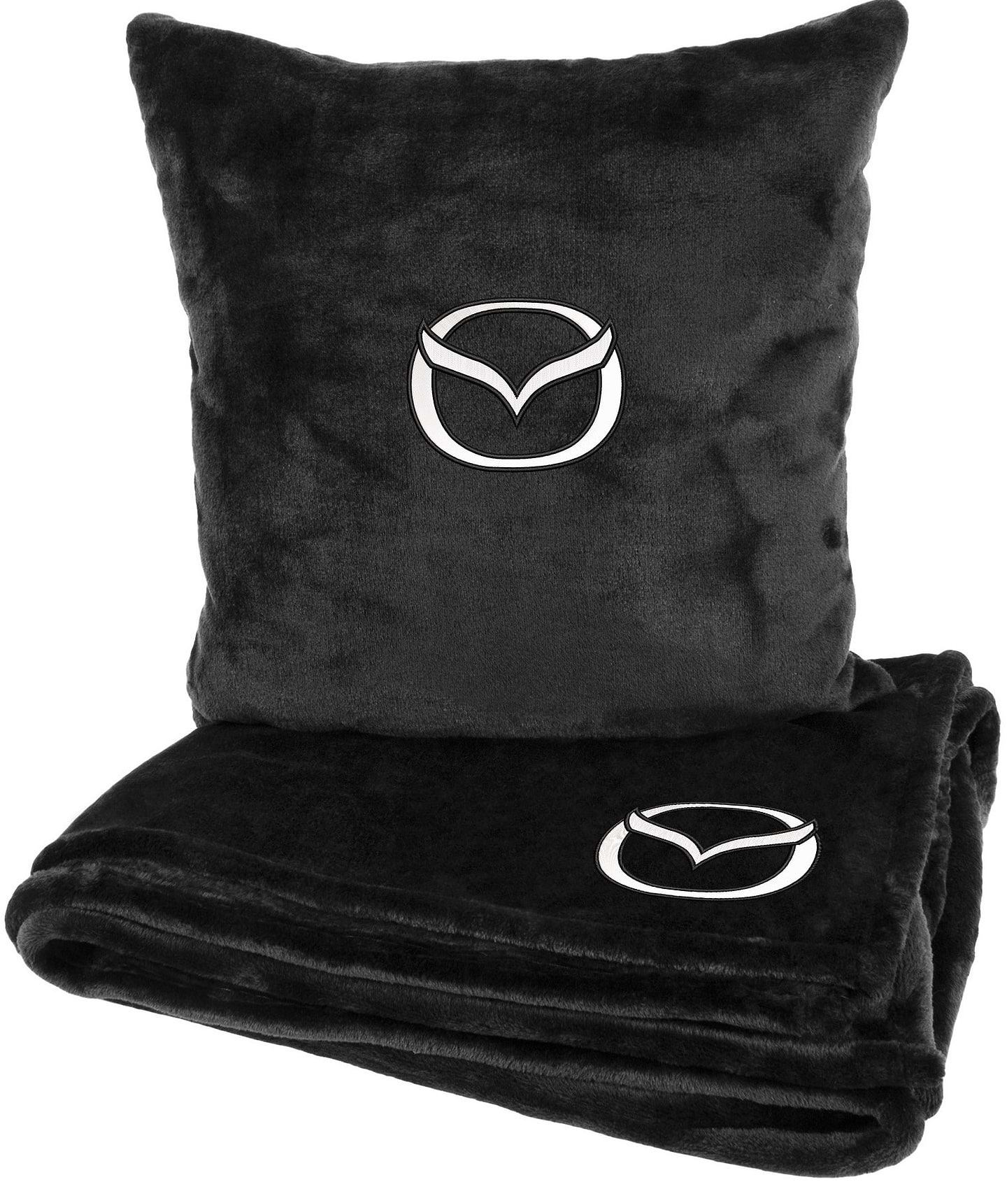 Набір плед + подушка в авто EVAtech S для Mazda чорні MBLMPSSBV015
