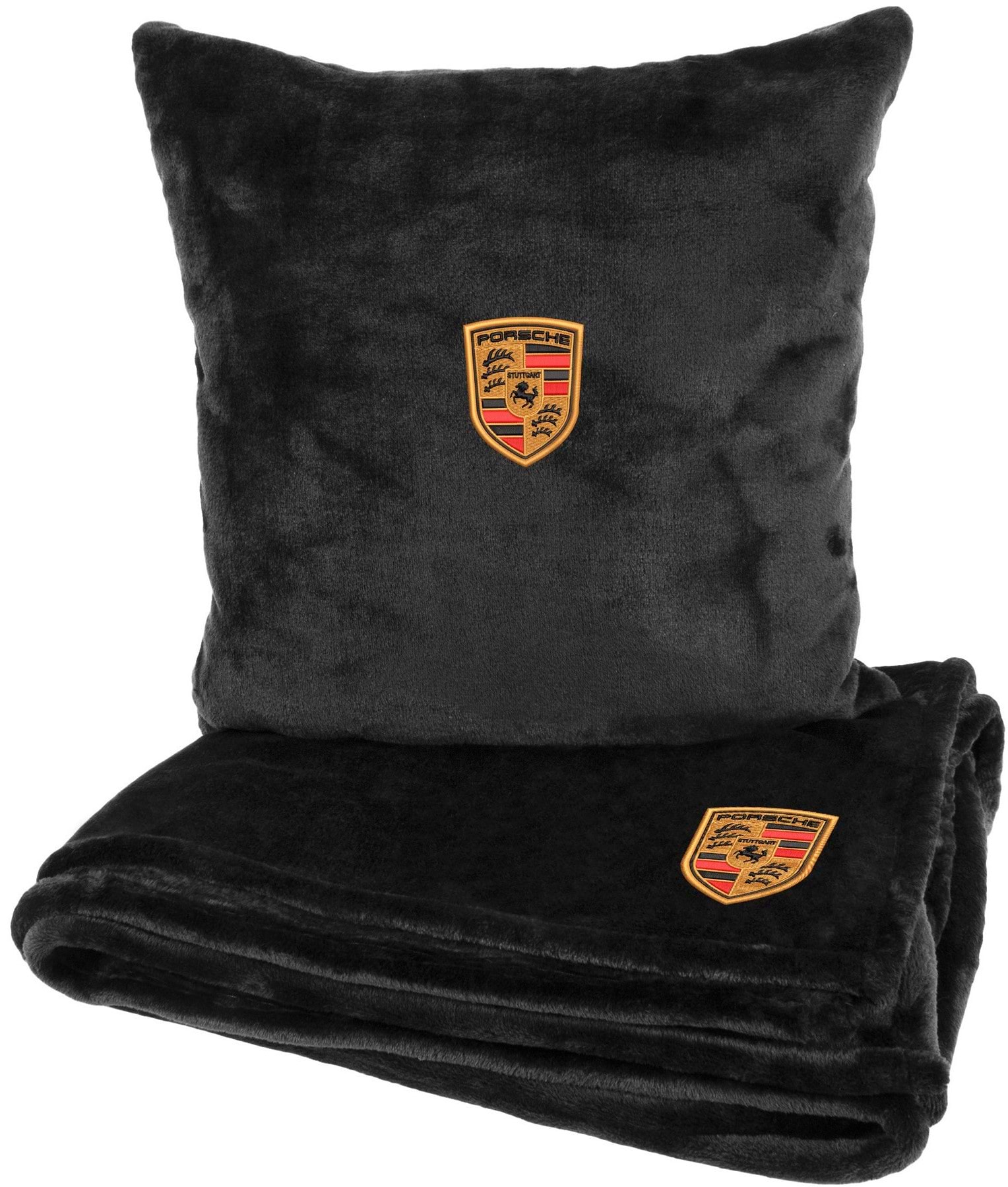 Набір плед + подушка в авто EVAtech S для Porsche чорні MBLMPSSBV024