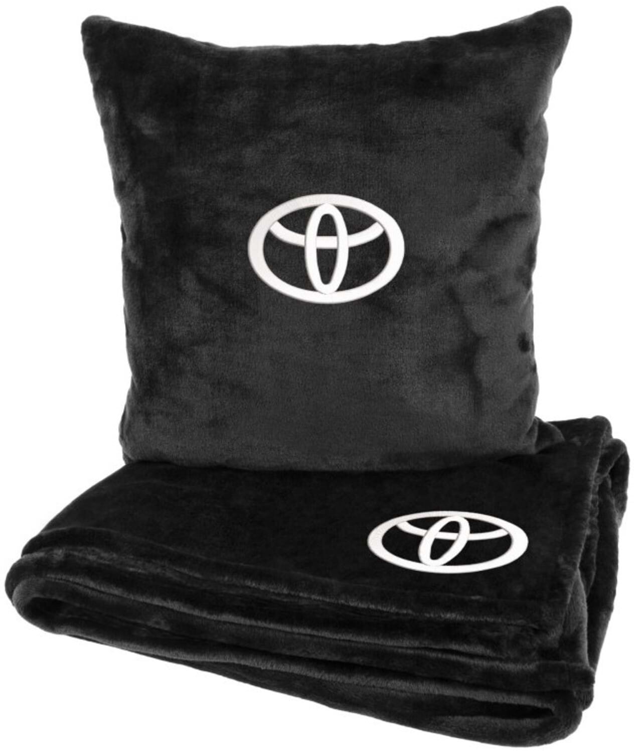 Набір плед + подушка в авто EVAtech із махри S для Toyota Чорні (MBLMPSSBV030)