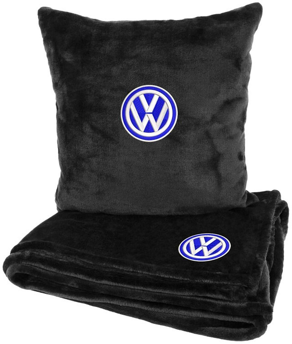 Фото - Набор плед + подушка в авто EVAtech из махры S для Volkswagen Черные (MBLMPSSBV033)