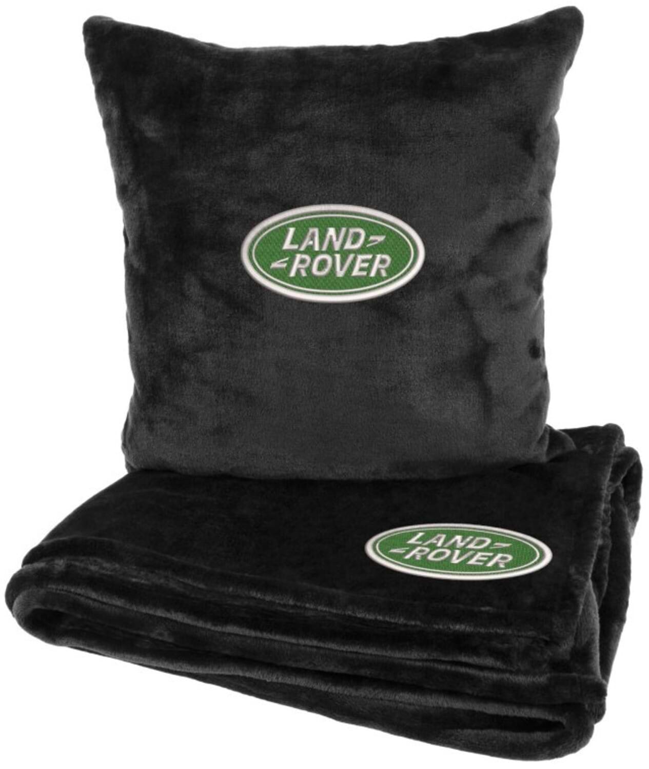 Набір плед + подушка в авто EVAtech із махри S для Land Rover Чорні (MBLMPSSBV038)