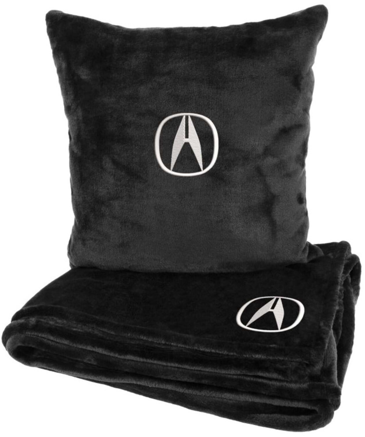 Набір плед + подушка в авто EVAtech із махри S для Acura Чорні (MBLMPSSBV045)