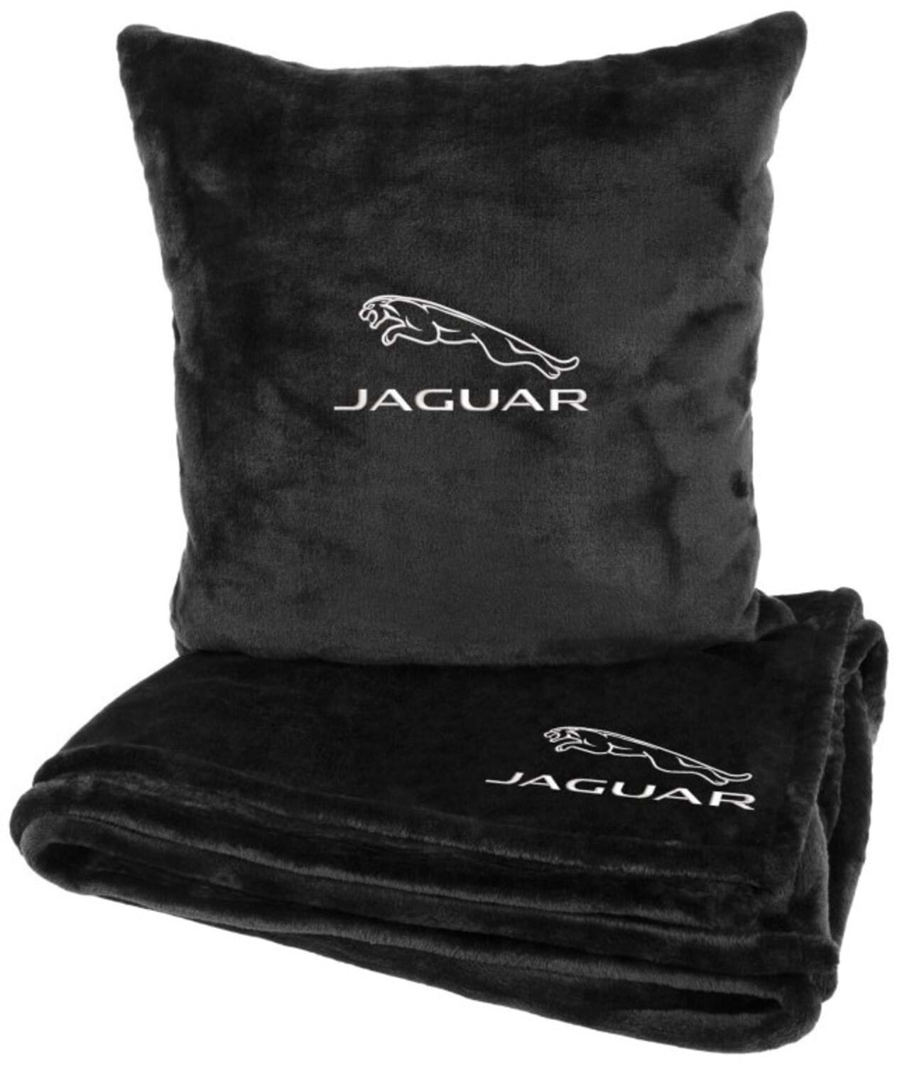 Набір плед + подушка в авто EVAtech із махри S для Jaguar Чорні (MBLMPSSBV049)