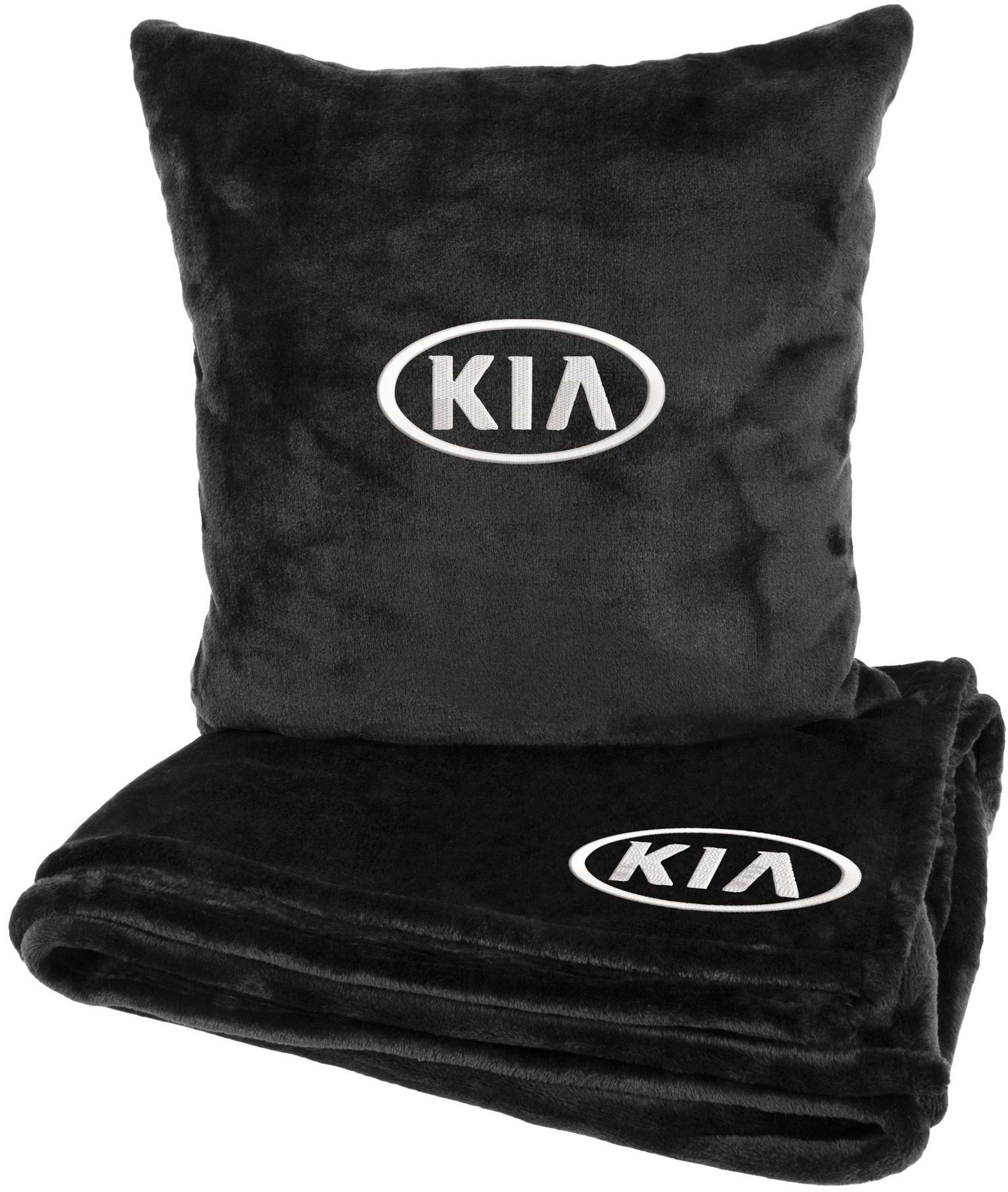 Набор плед + подушка в авто EVAtech S для Kia черные MBLMPSSBV051