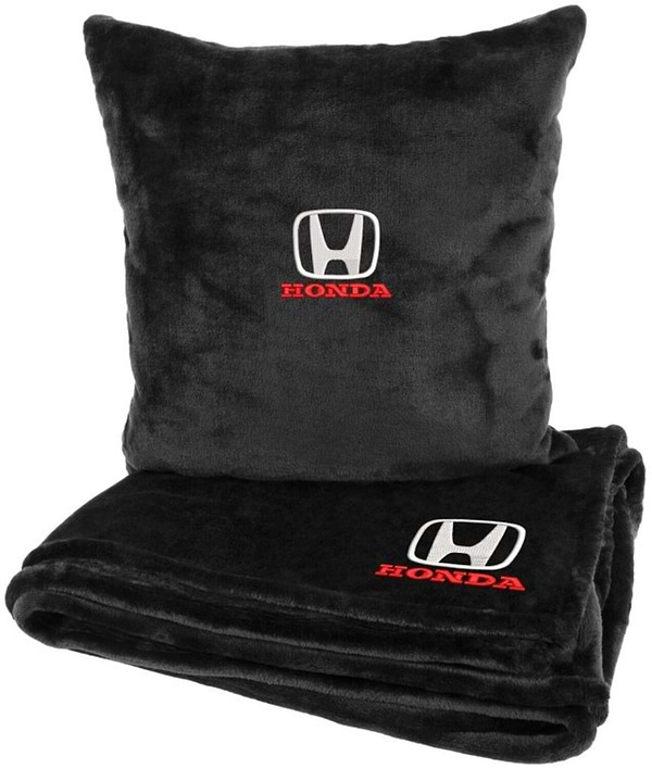 Фото - Набір плед + подушка в авто EVAtech із махри S для Honda Чорні (MBLMPSSBV060)