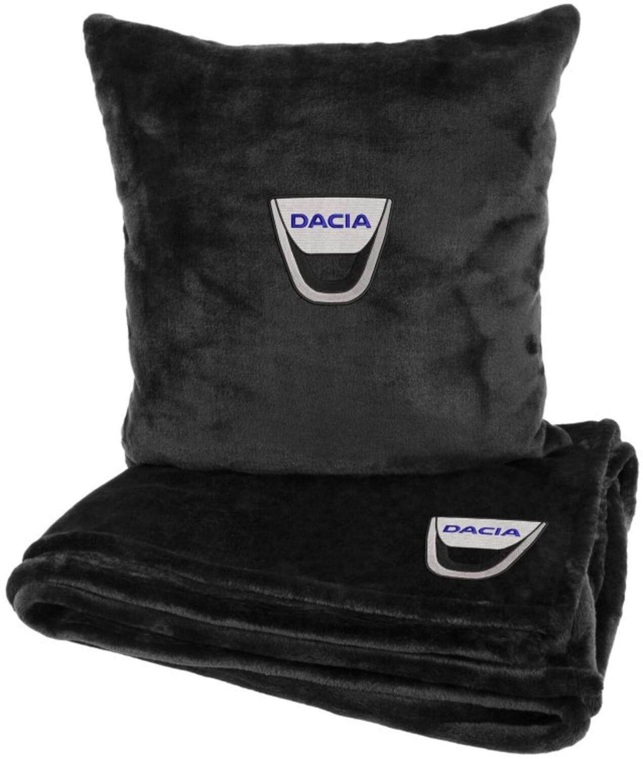 Набір плед + подушка в авто EVAtech із махри S для Dacia Чорні (MBLMPSSBV073)