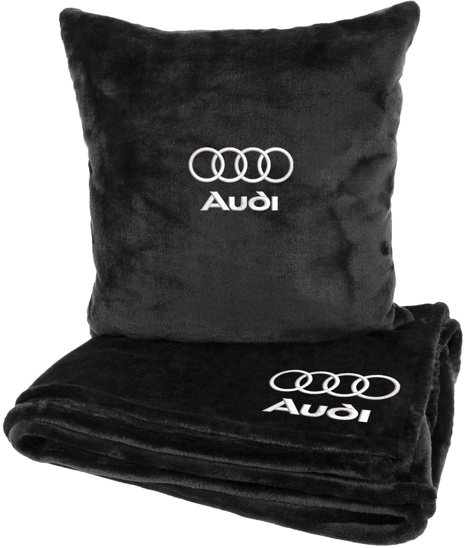 Набор плед + подушка в авто EVAtech S для Audi черные MBLMPSSBV095