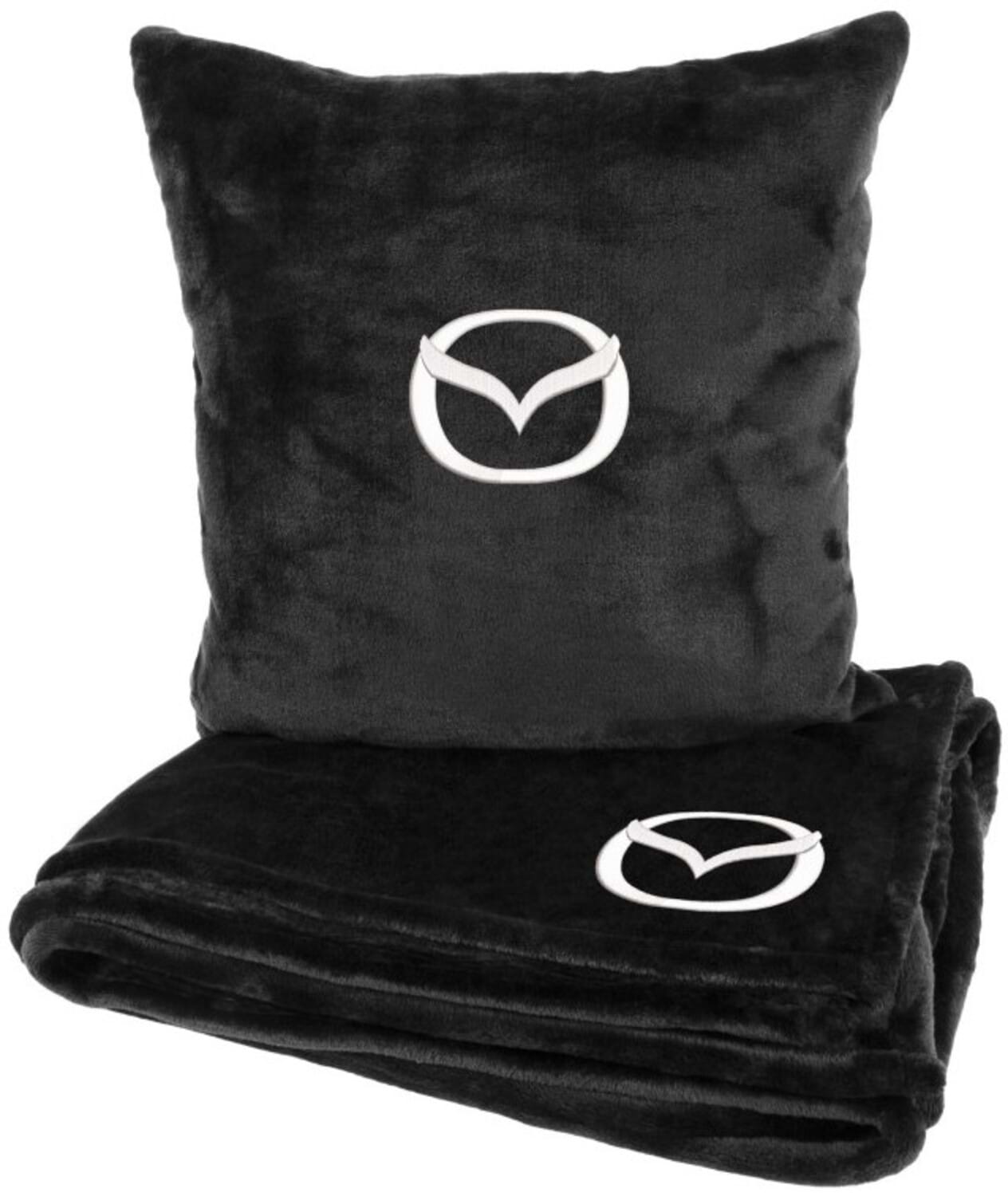 Набор плед + подушка в авто EVAtech из махры S для Mazda Черные (MBLMPSSBV099)