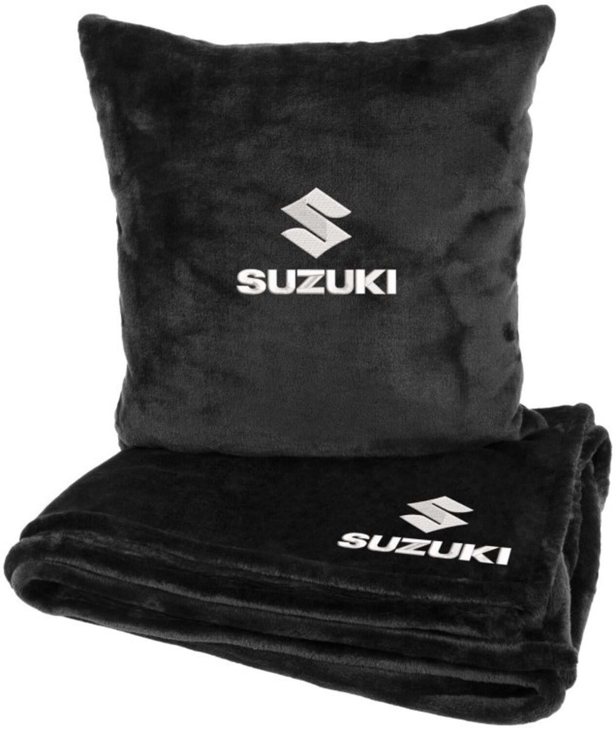 Набор плед + подушка в авто EVAtech из махры S для Suzuki Черные (MBLMPSSBV112)