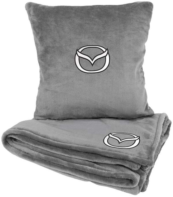 Фото - Набір плед + подушка в авто EVAtech із махри S для Mazda Сірі (MBLMPSSGV015)