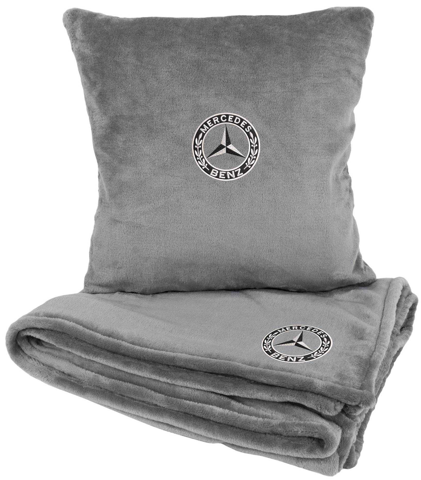 Набор плед + подушка в авто EVAtech S для Mercedes-Benz серые MBLMPSSGV017