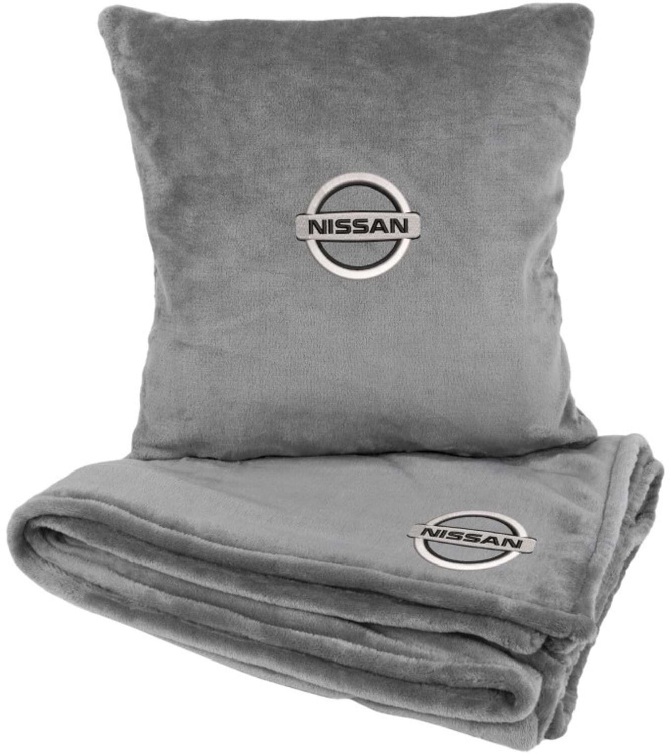 Набор плед + подушка в авто EVAtech из махры S для Nissan Серые (MBLMPSSGV021)