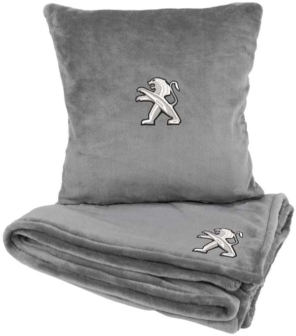 Фото - Набор плед + подушка в авто EVAtech из махры S для Peugeot Серые (MBLMPSSGV023)