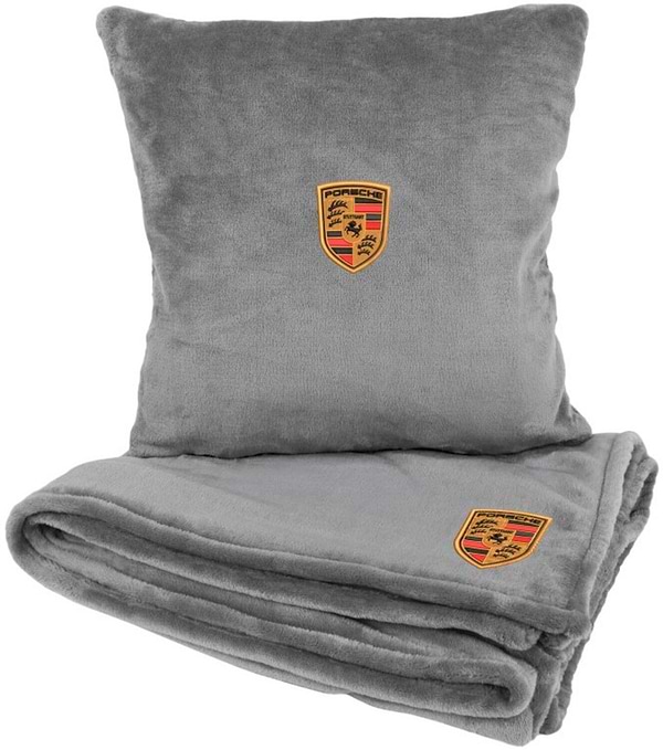 Фото - Набір плед + подушка в авто EVAtech із махри S для Porsche Сірі (MBLMPSSGV024)