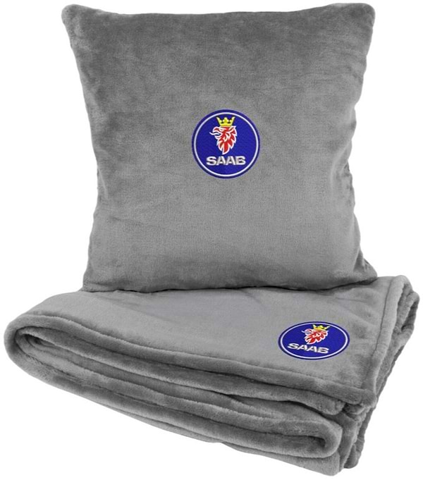 Фото - Набір плед + подушка в авто EVAtech із махри S для Saab Сірі (MBLMPSSGV026)