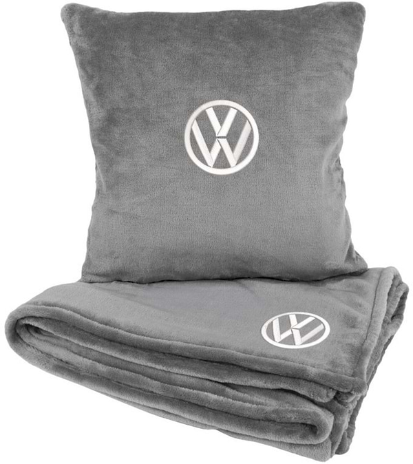 Фото - Набор плед + подушка в авто EVAtech из махры S для Volkswagen Серые (MBLMPSSGV032)