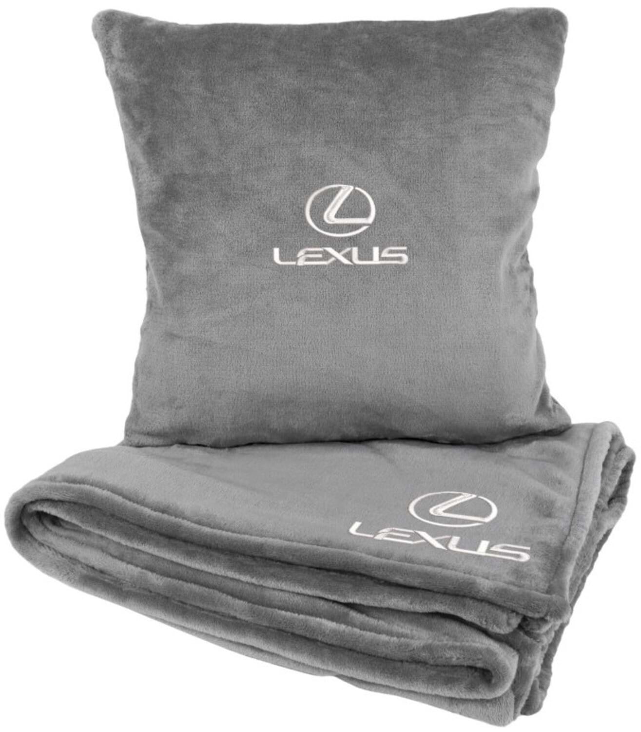 Набор плед + подушка в авто EVAtech из махры S для Lexus Серые (MBLMPSSGV035)