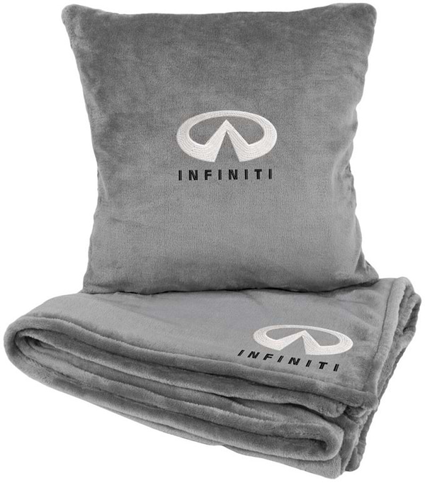 Фото - Набір плед + подушка в авто EVAtech із махри S для Infiniti Сірі (MBLMPSSGV036)
